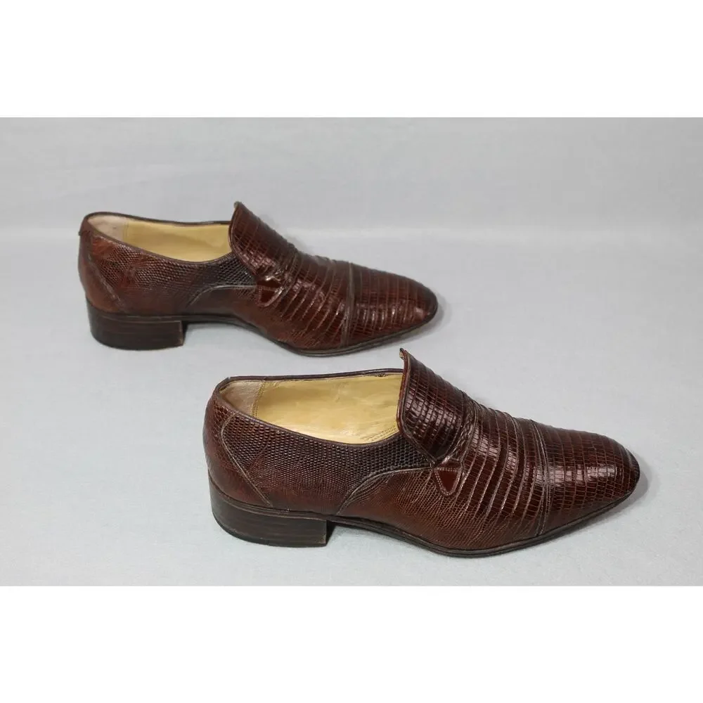 Vintage Traversi by Fratelli Exotic Lizard Leather Loafers Men's 7.5 Dress Shoes
